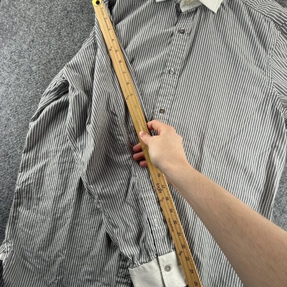 Gucci Striped Black White Contrast Collar Italy Made Button Up Shirt Size Woven - Picture 9 of 16